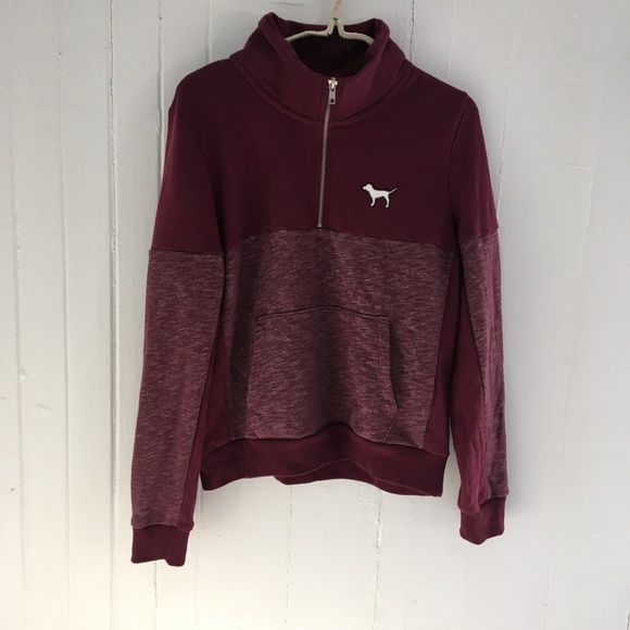 PINK Victoria's Secret Sweaters - Victoria's Secret Love PINK Half Zip Sweatshirt